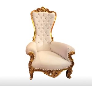 Royal Bride Throne Chair– White with Gold Edge
