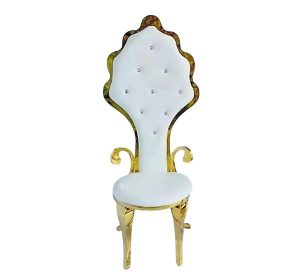 Royal Crown Wave Throne Chair – Gold & White