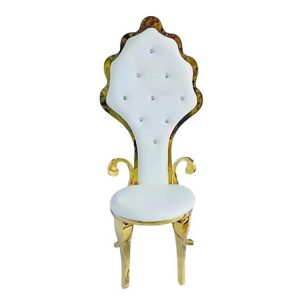 Royal Crown Wave Throne Chair – Gold & White